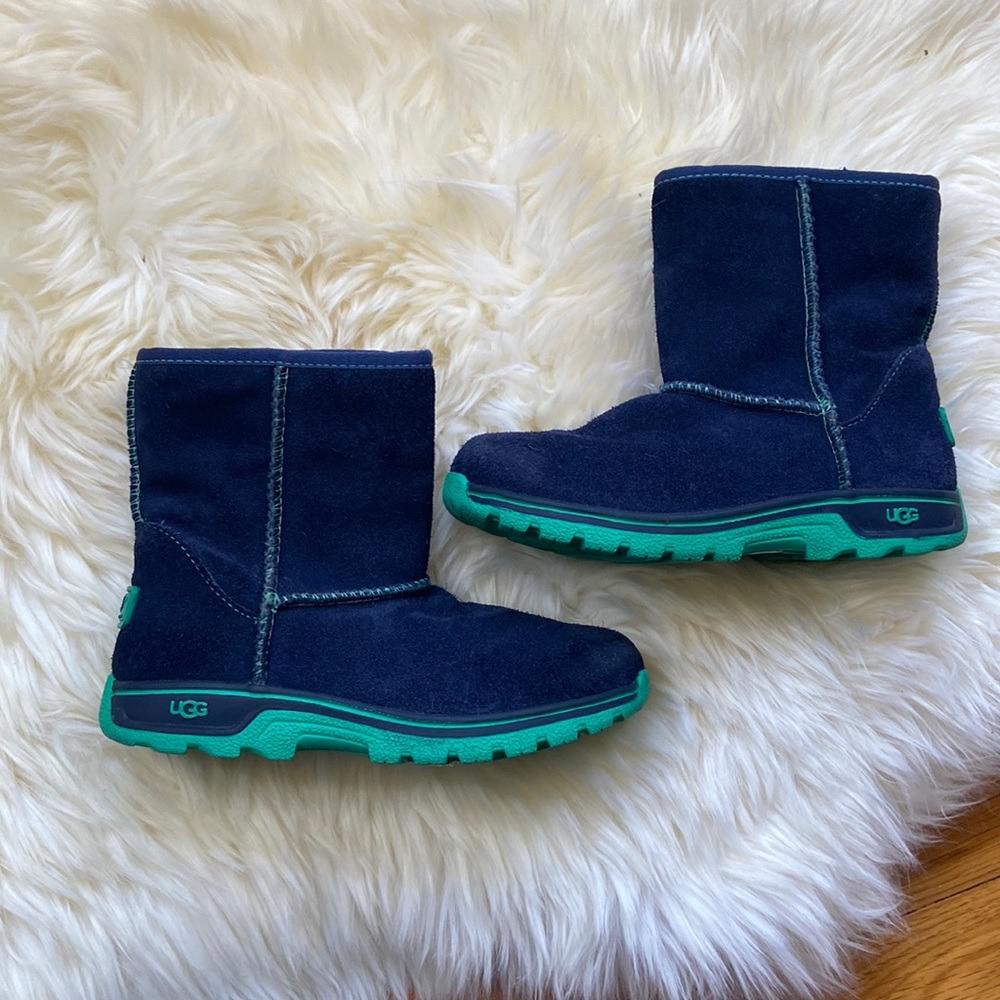 Ugg Waterproof Blue Suede Boots Green Soles